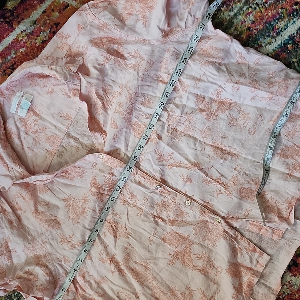 Cynthia Rowley 100% Linen Button Down Tropical Print Shirt - Picture 13 of 14
